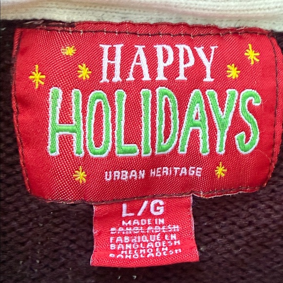 Ugly Christmas Sweater Elf Sweater. Urban Heritage Happy Holidays Size L - Picture 2 of 7